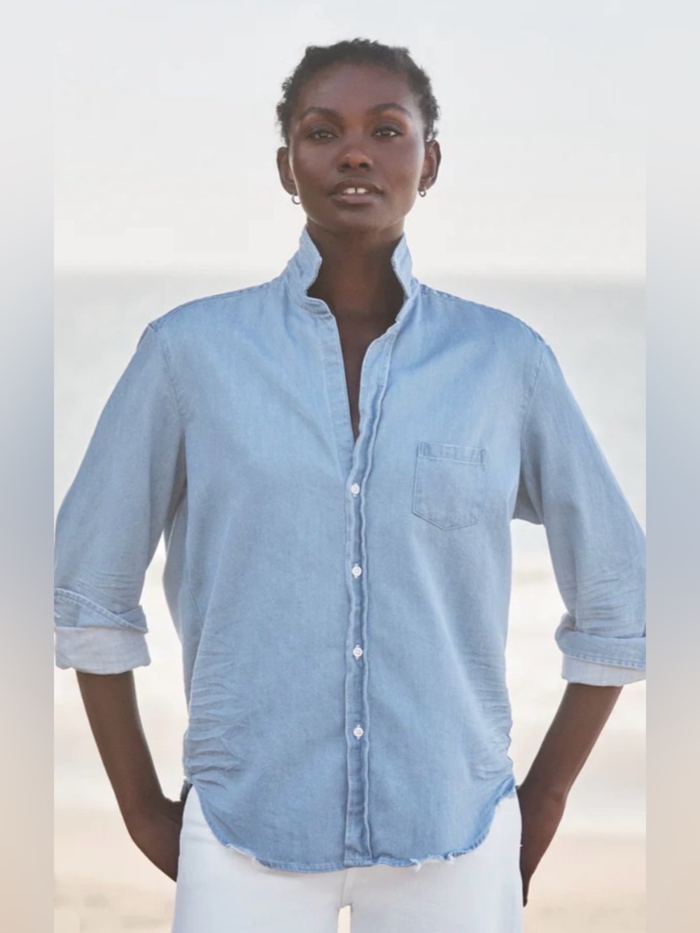Frank & Eileen Light Blue Denim-Style Button-Down Shirt